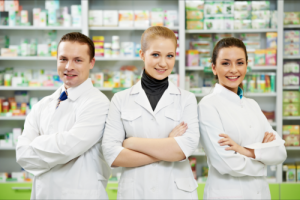 pharmacists talking about medicines